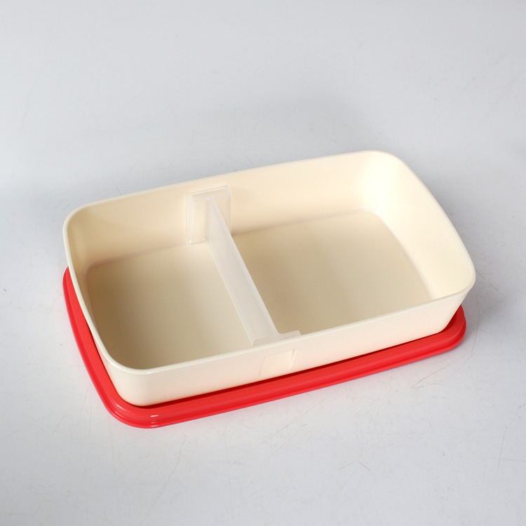 特百惠正品纤美分格盒590ML+120ML饭盒 便当盒 午餐盒保鲜盒密封