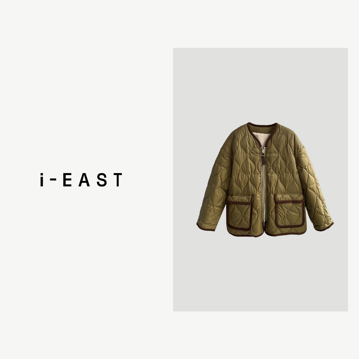 i-EAST 微醺青柠~热力感 双口袋压格羽绒服外套-3D WT41428