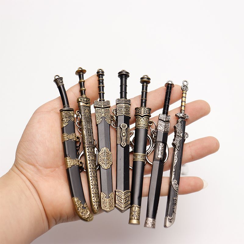 【金属挂件】小型迷你唐横刀越王剑袖珍古代兵器微型刀剑挂件工艺品