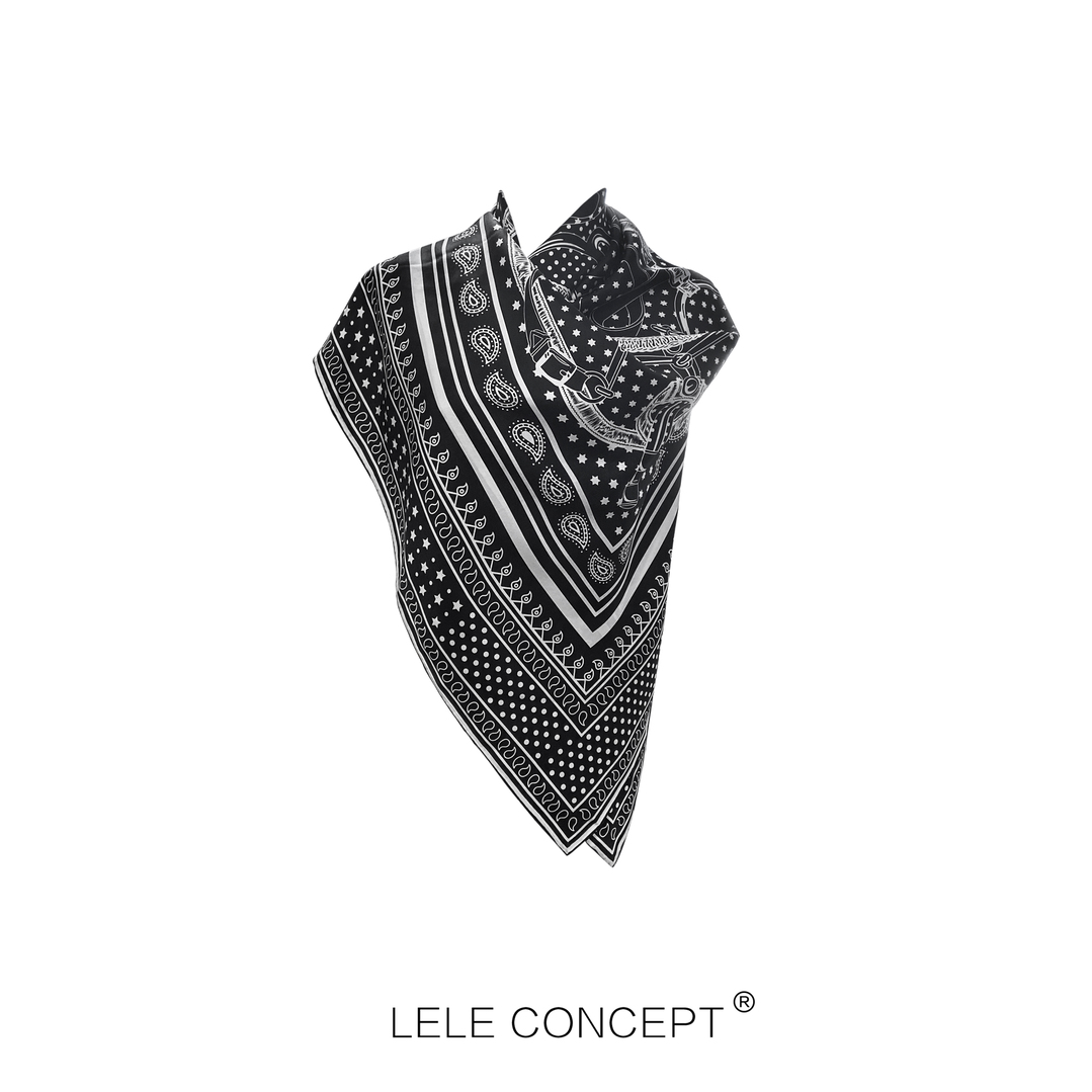 LELE CONCEPT轻奢百搭气质双面印花大方巾多种穿搭系法丝巾SP0118
