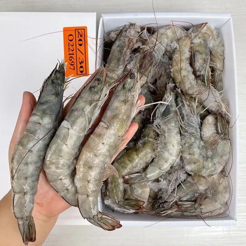 318连云港20/30规格海洋海水大虾发货3斤16-19公分 一盒30只左右