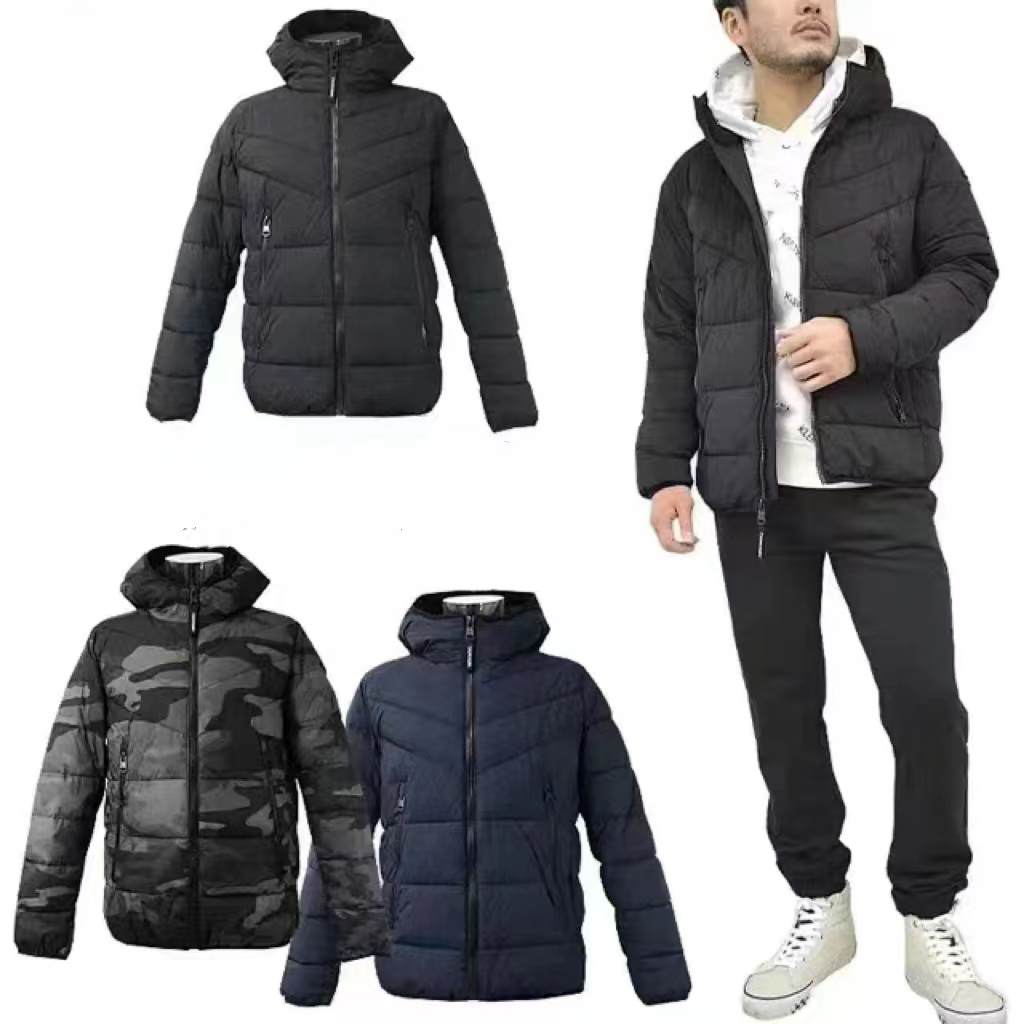 高端老K男款秋冬休闲棉衣加厚保暖连帽拉链防风棉服时尚冬季修身