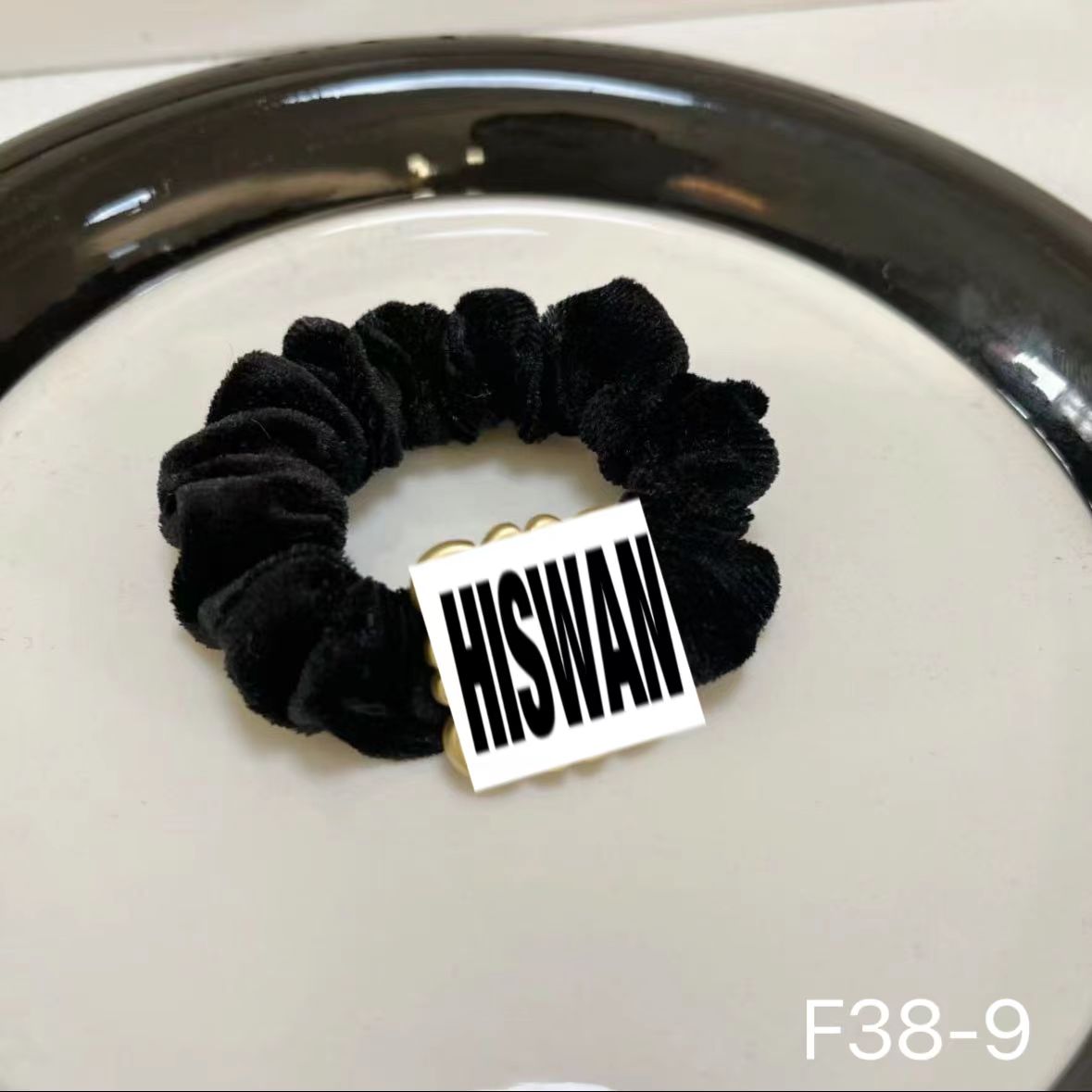 F38气质时尚可爱百搭简约黑色轻奢ins金色不规则字母发绳