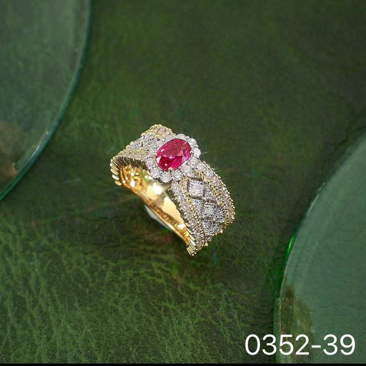 铜合金戒指 0352气质轻奢时尚复古红色百搭个性法式精致戒指