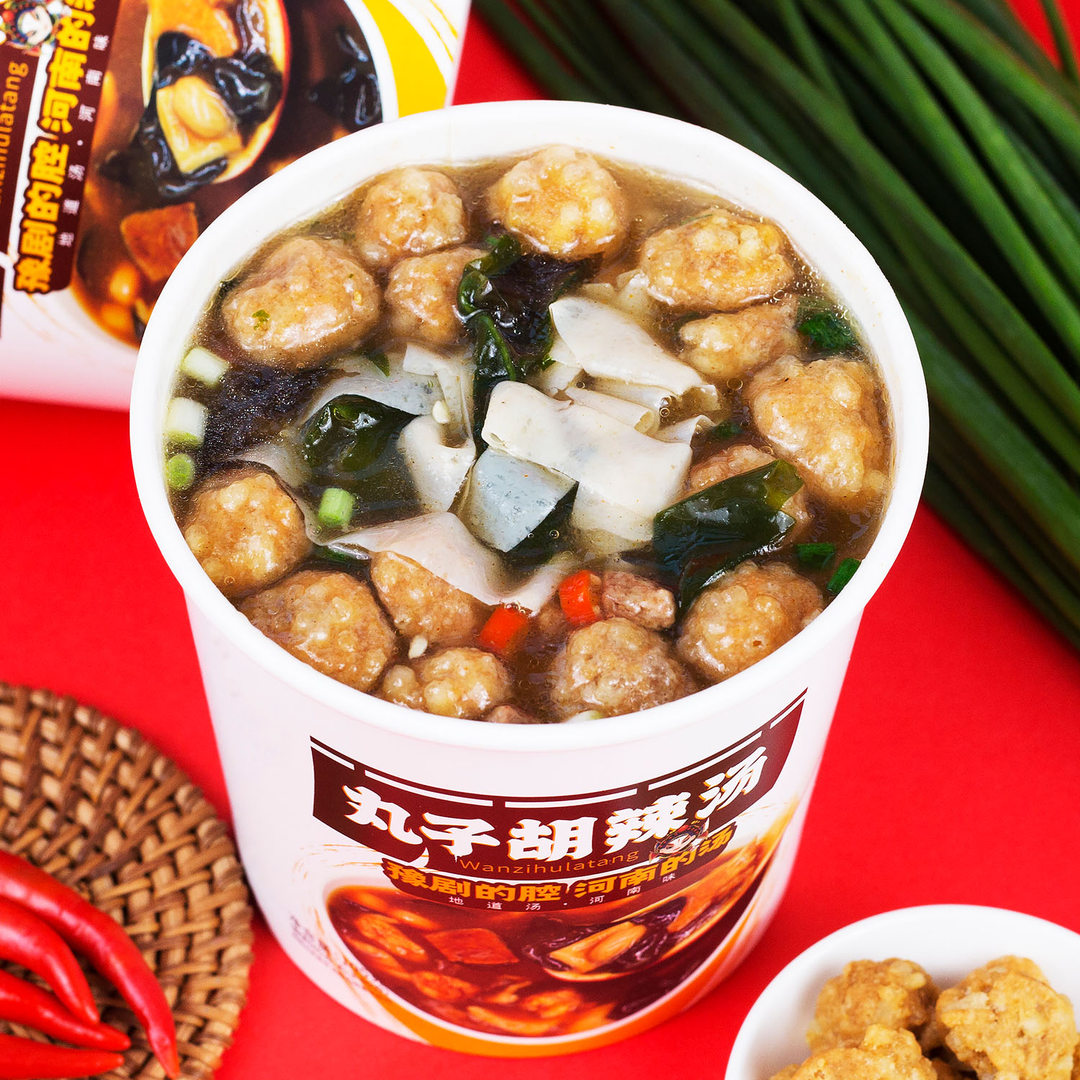 桶装丸子胡辣汤地方特色美食冲泡速食早餐胡辣汤