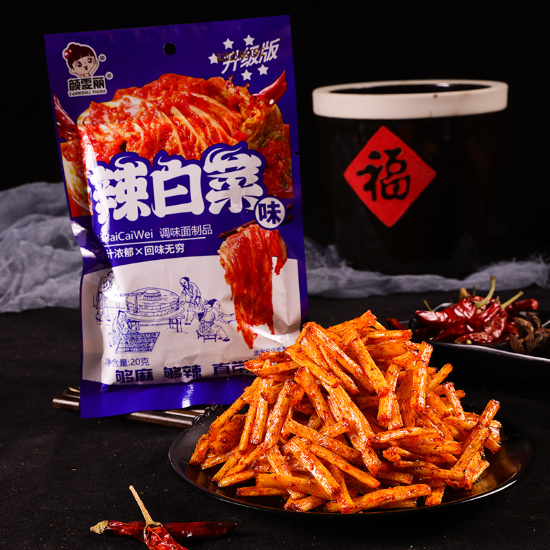 颜雯丽辣白菜味调味面筋制品儿时怀旧麻辣解馋美味微辣传统卫生