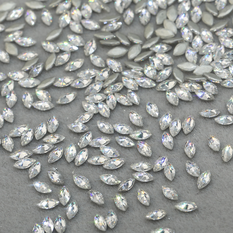 QX美甲钻饰品锆石5A反镀底2*4马眼高品质白色  超闪指甲钻