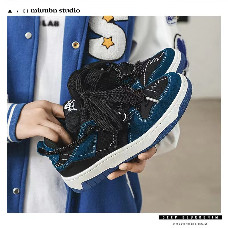 秋冬季回力休闲运动休闲鞋网布拼接设计复古板底休闲厚底链条面包