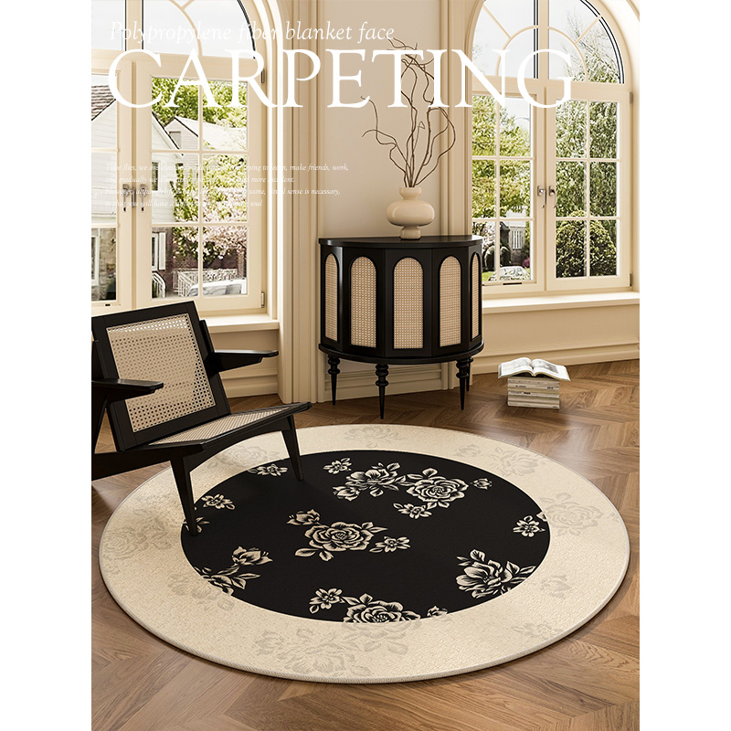 美式复古卧室地毯轻奢高级感主卧衣帽间脚垫客厅书房高端圆形地垫