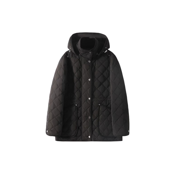 X冬款经典时尚百搭奶奶服90鹅绒格子羽绒服-8001