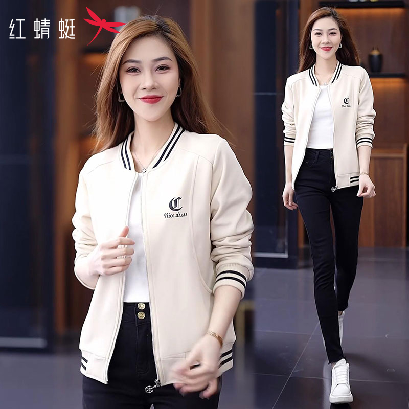 红蜻蜓品牌女士短外套春秋2026春季休闲洋气减龄运动立领时尚上衣商品图