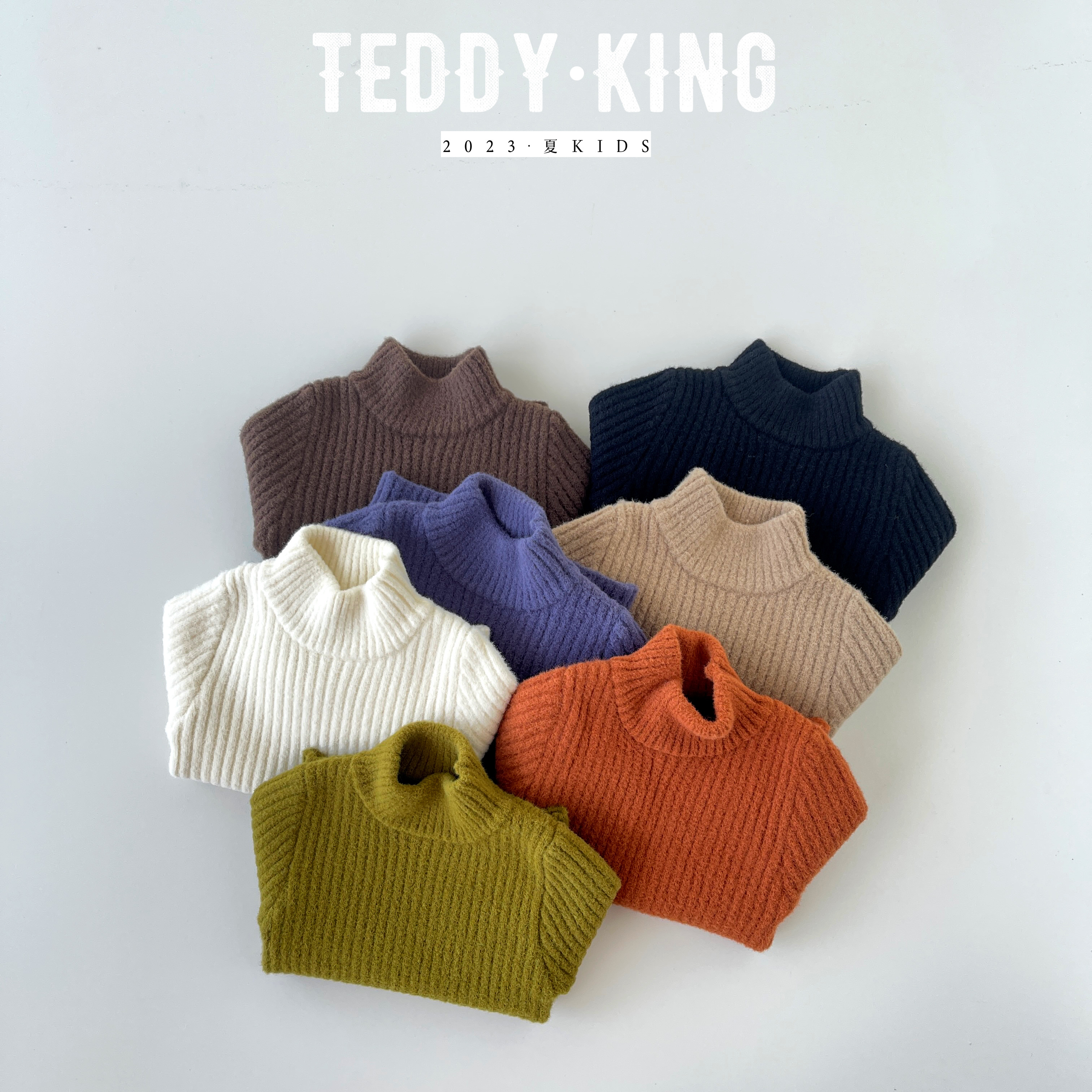 【Teddy King】2023新 儿童韩版冬款雪尼尔半高领毛衣 TXB231163