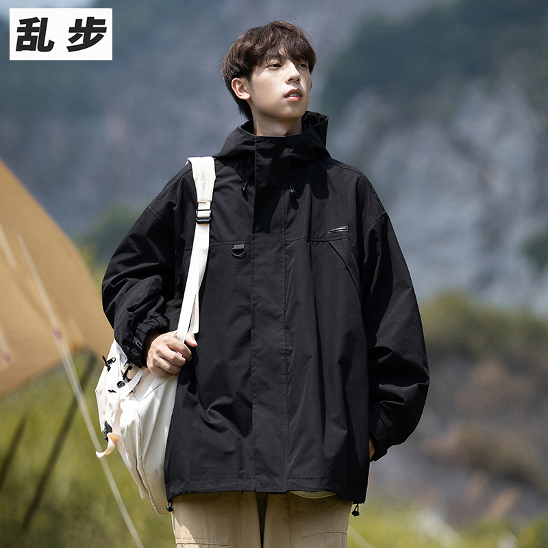 日系黑色冲锋衣外套男冬季潮牌户外机能工装男生风衣夹克男款防水