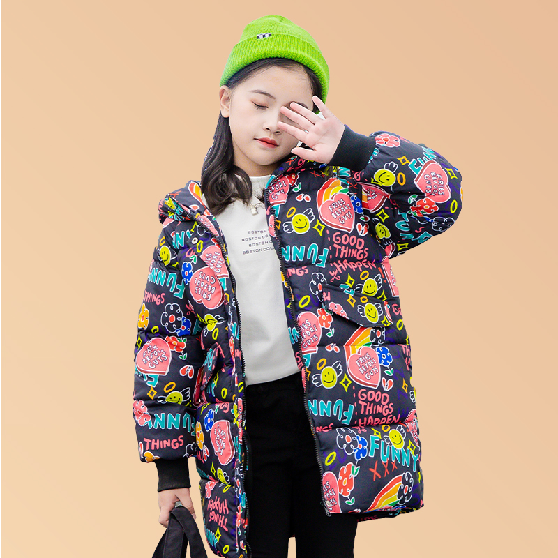 断码清货女童羽绒服儿童中长款小女孩大童外套冬季加厚