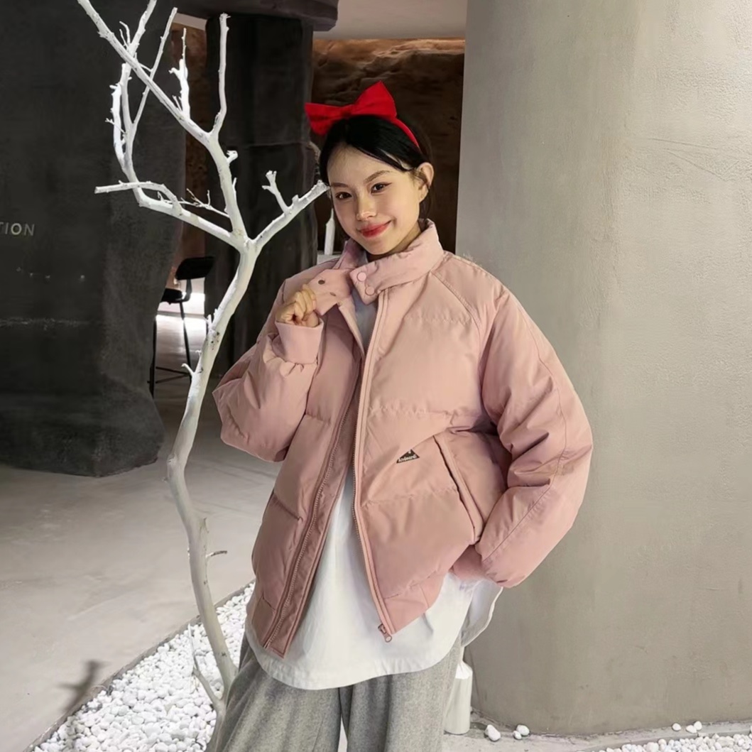 【XN】白鸭绒立领撞色里布刺绣插肩羽绒服防风保暖防寒时尚优质蓬松