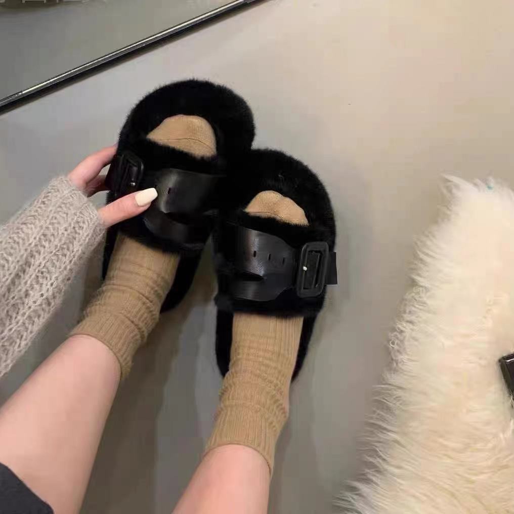 女外穿秋冬新款厚底增高高级感毛毛拖鞋C708