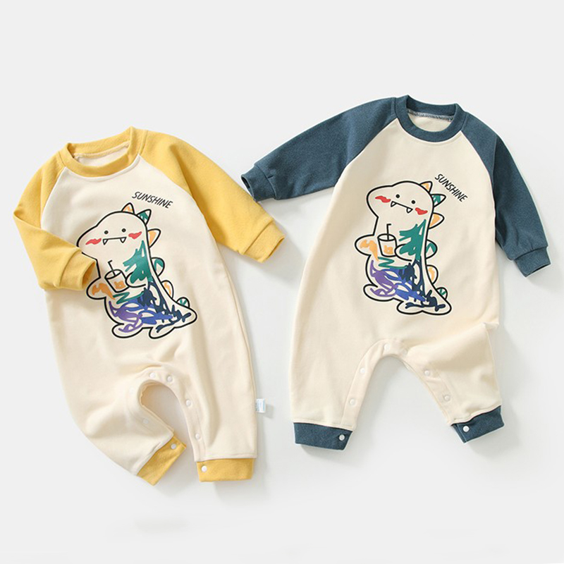 婴儿春秋德绒连体衣长袖哈衣秋冬保暖爬服新生儿宝宝睡衣秋装睡衣