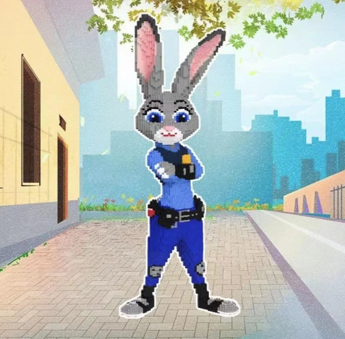 81CM 巨大型朱迪兔高难度拼装积木落地立体拼插儿童益智思维玩具