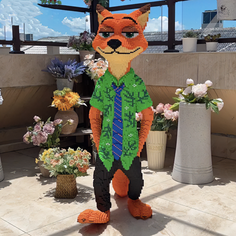 （41CM）大型尼克狐朱迪高难度拼装积木成人颗粒玩具落地款居家摆件