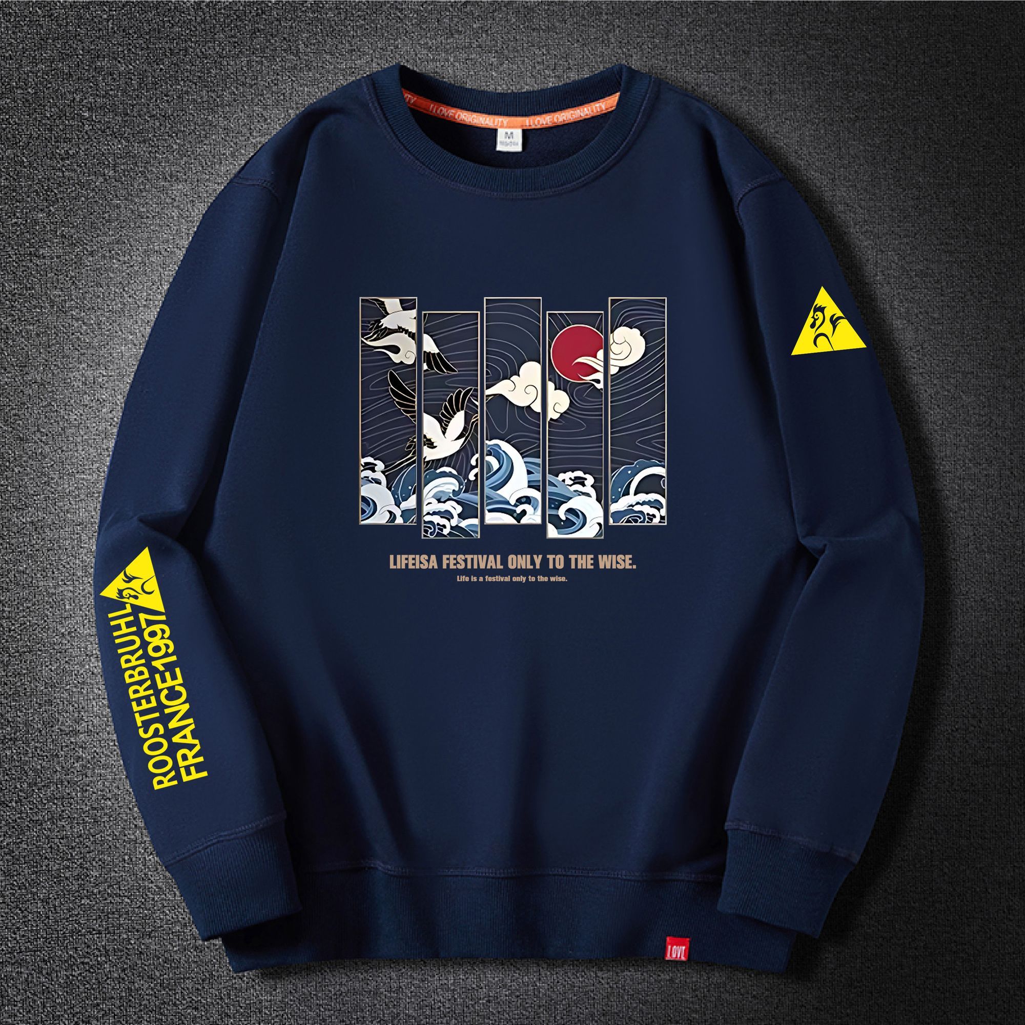 公鸡长袖卫衣男春秋季新款潮牌虎头ins潮流打底衫大码休闲上衣男