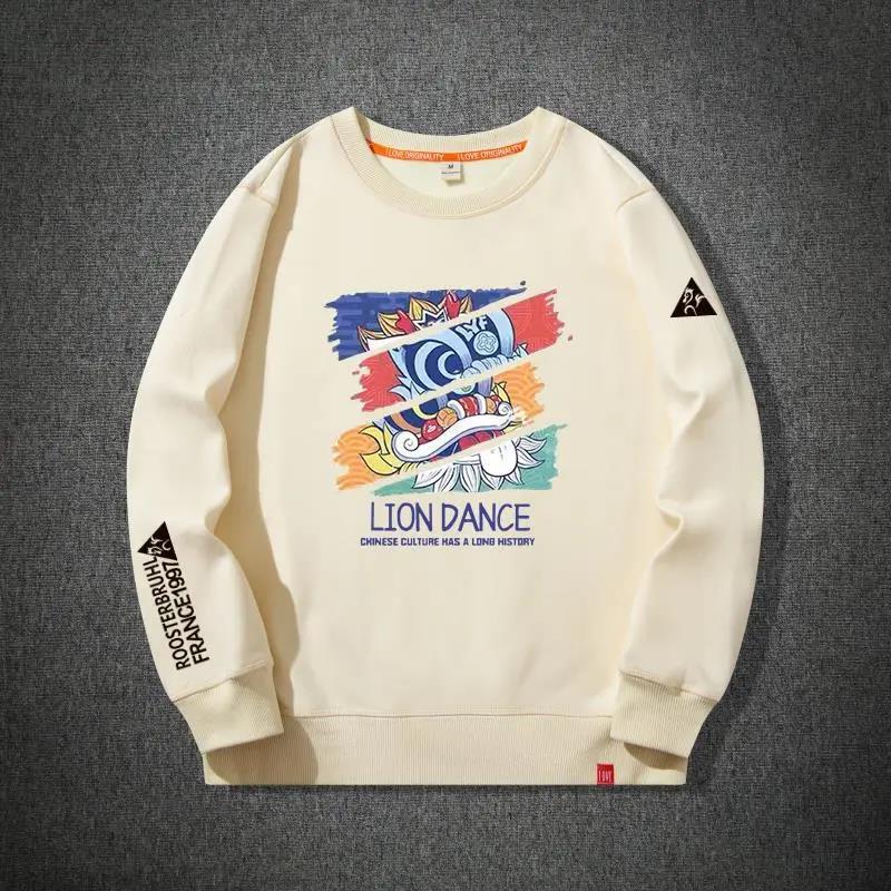 法国公鸡卫衣男春秋新款圆领休闲宽松大码运动时尚加绒加厚长袖