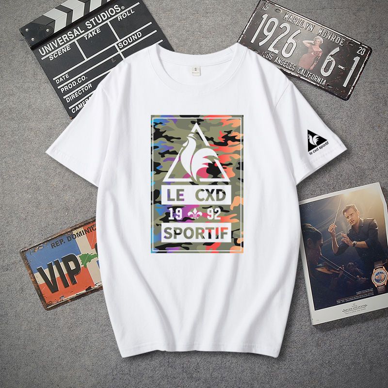 法国大公鸡短袖T恤男宽松百搭显瘦圆领套头潮流打底加大大码上衣