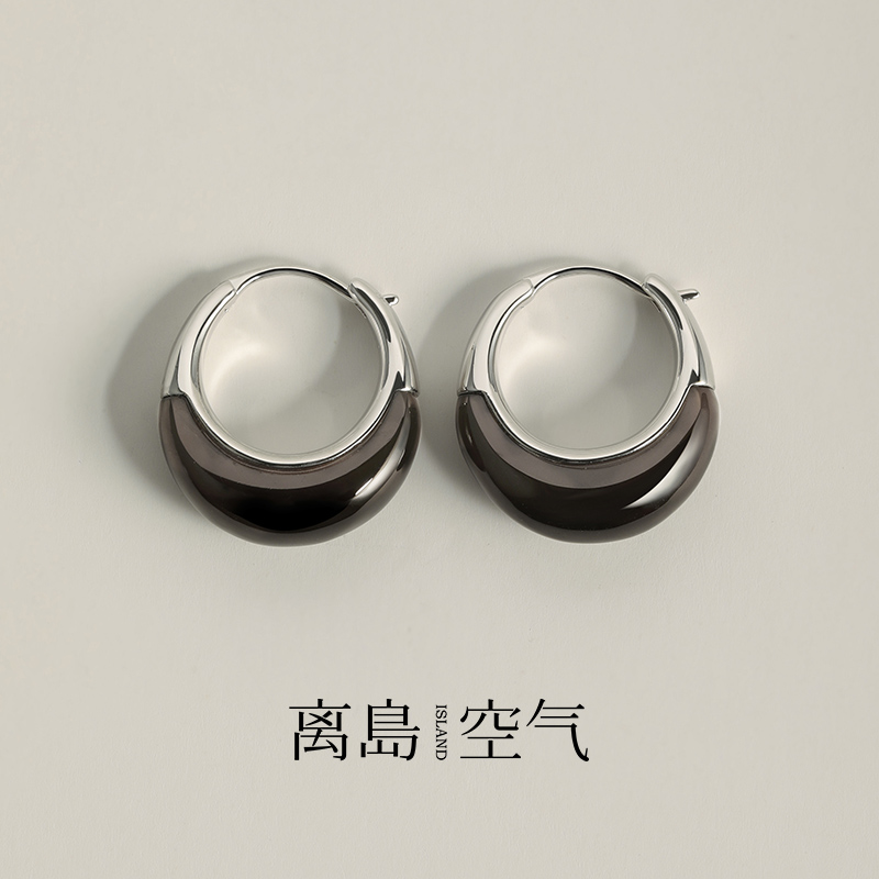 离岛空气【时光系列】暮光茶晶耳环女纯银小众