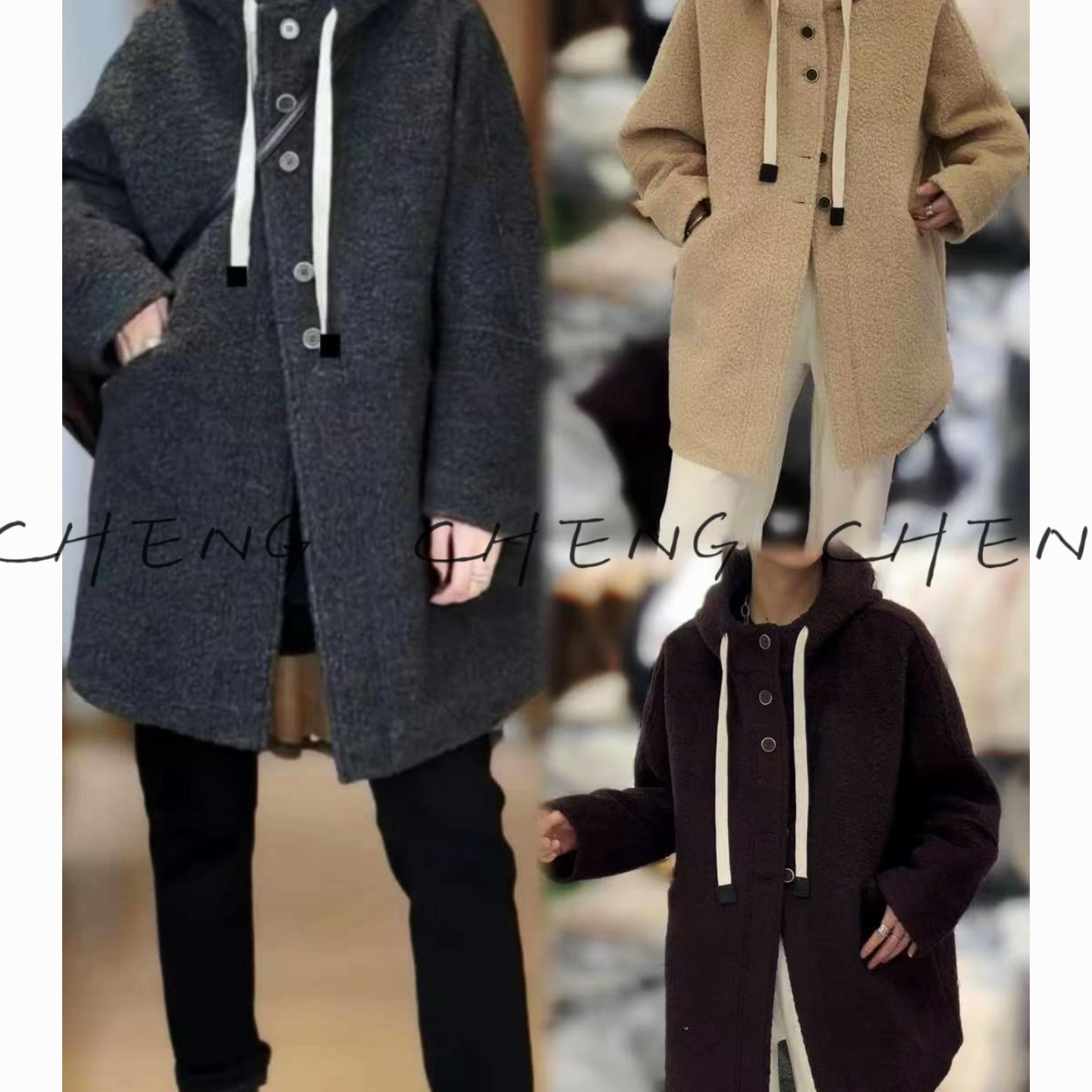 【CB-J】X欧货毛毛连帽女秋冬2024新款穿搭高级感外套冬8581