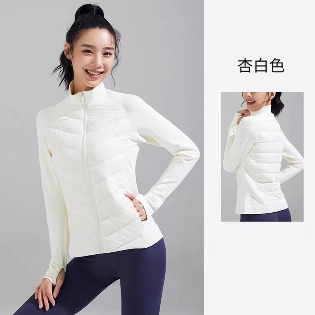 运动外套女立领简约修身羽绒服白鸭绒轻薄保暖防风休闲棉服上衣