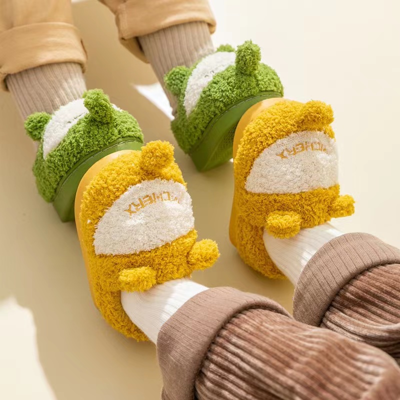 儿童棉拖鞋秋冬男童女童包跟室内家居鞋可爱保暖毛毛拖鞋宝宝棉鞋