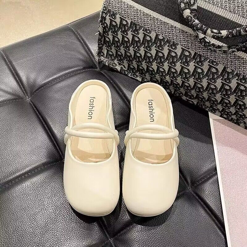 包头拖鞋女软底外穿懒人鞋2024夏季新款法式简约一脚蹬半托单鞋女