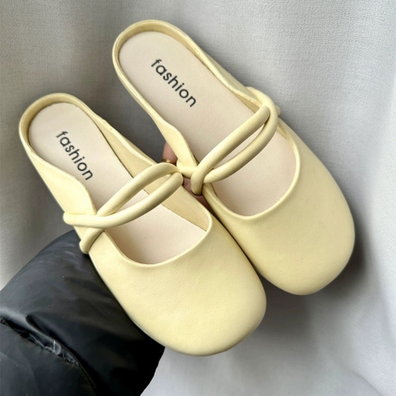 2024夏季包头半拖鞋女生鞋新款懒人网红时尚百搭外穿凉拖鞋子软底