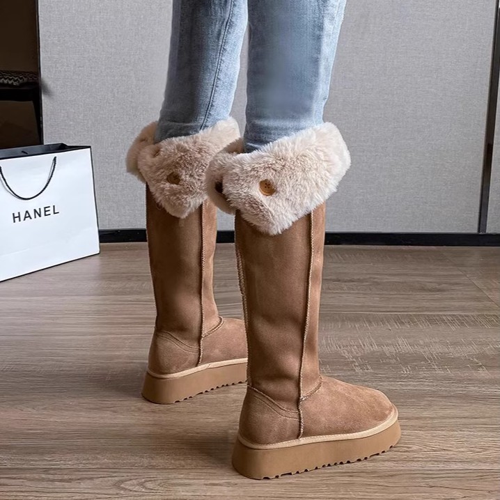 厚底长筒雪地靴女2023冬季新款加绒加厚长筒靴保暖过膝长靴时尚