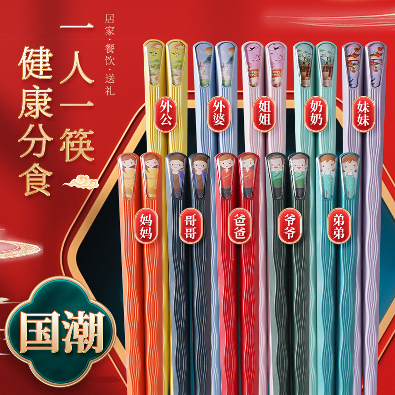 筷子家用高档一人一筷防滑不掉色筷子有效抑菌可消毒筷子专用防霉