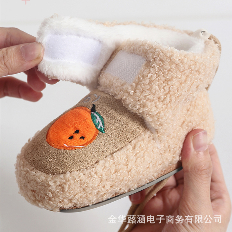 婴儿学步鞋0至1岁宝宝棉鞋软底魔术贴保暖加绒加厚冬季雪地靴防掉