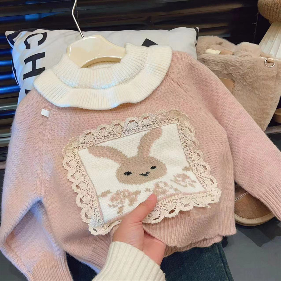 【现货】儿童套头毛衣2023女童冬季针织衫加厚毛衣女宝宝打底HMM001