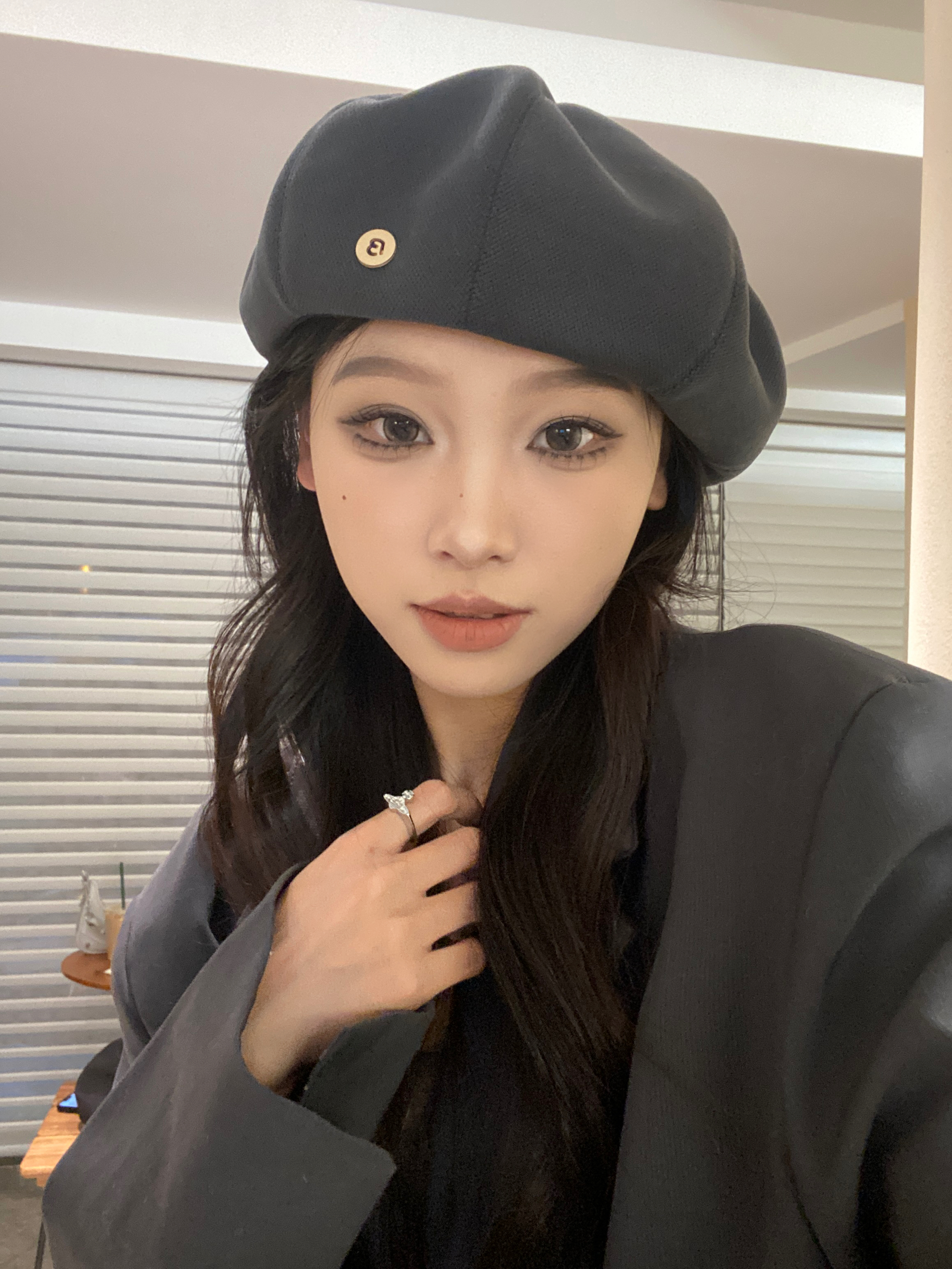 秋季新款高品质韩版毛呢贝雷帽子女时尚黑色网红八角帽休闲百搭帽