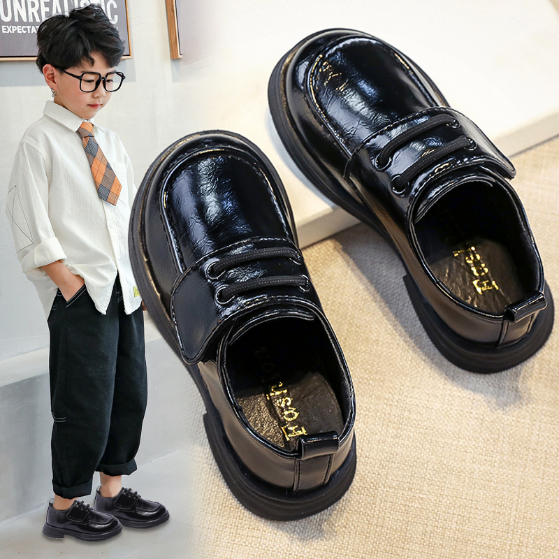Balaen/巴拉恩男童皮鞋黑色软底2023秋冬小学生演出小男孩儿童