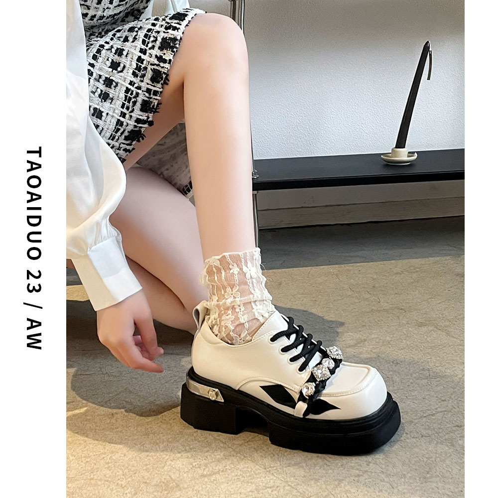 【凯莉名媛】增高6cm时尚厚底增高潮流百搭女士加绒乐福鞋3099-16