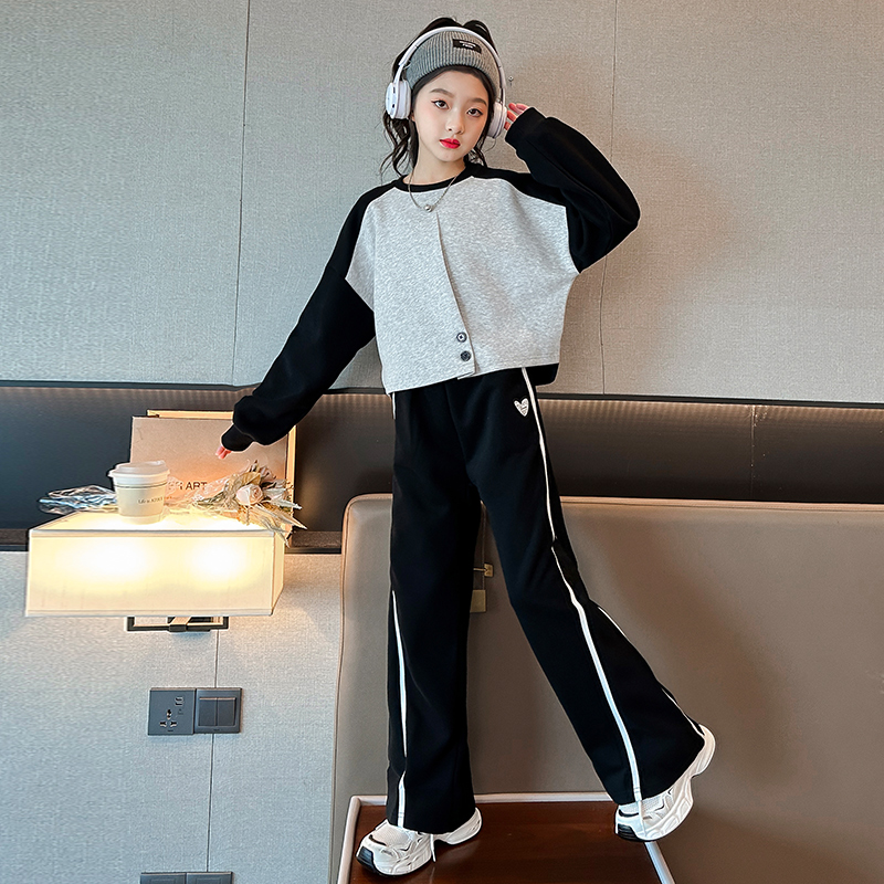 女童运动套装卫衣春秋休闲中大童洋气女孩秋季韩版两件套春秋款