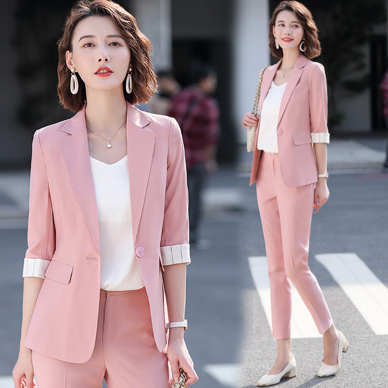西装套装女2023夏季新款洋气时髦小个子时尚气质韩版职业装两件套