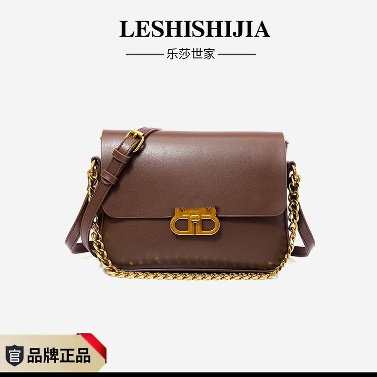 2201咖啡色网红女士经典小方包百搭单肩包小众洋气斜挎包【无礼盒】