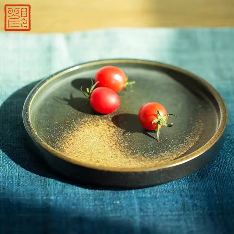 观复博物馆山水间平盘 茶道壶承干泡台 盘子茶盘果盘创意精美陶瓷