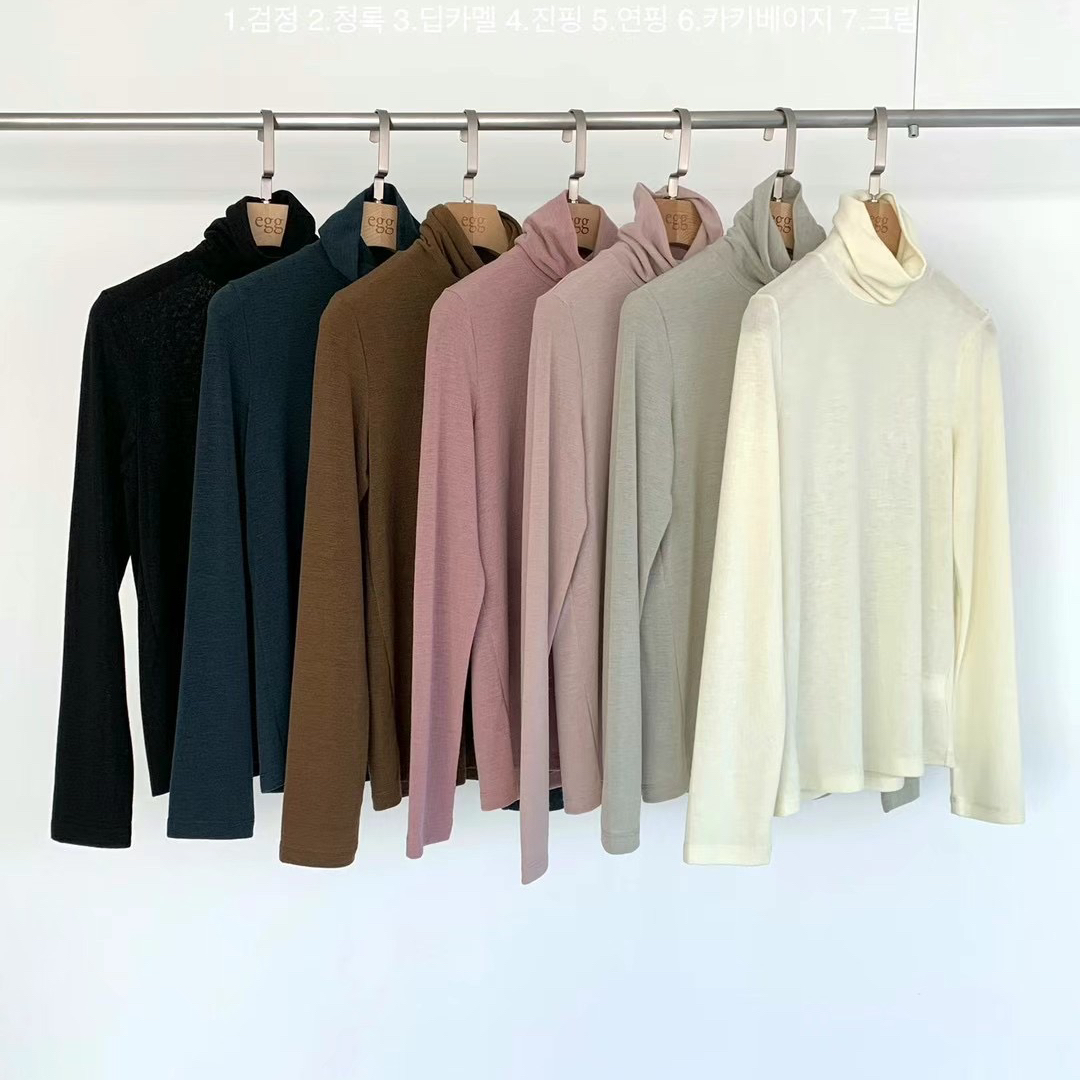 东大门*egg百搭修身纯色多色高领针织打底衫女