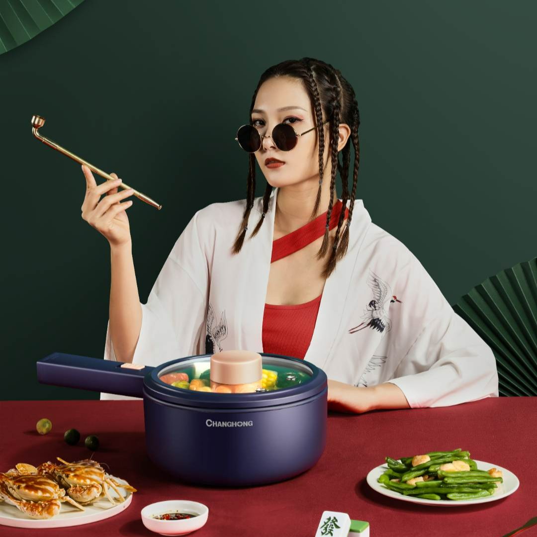CHANGHONG/长虹电煮锅多功能家用学生宿舍寝室电火锅迷你小电锅