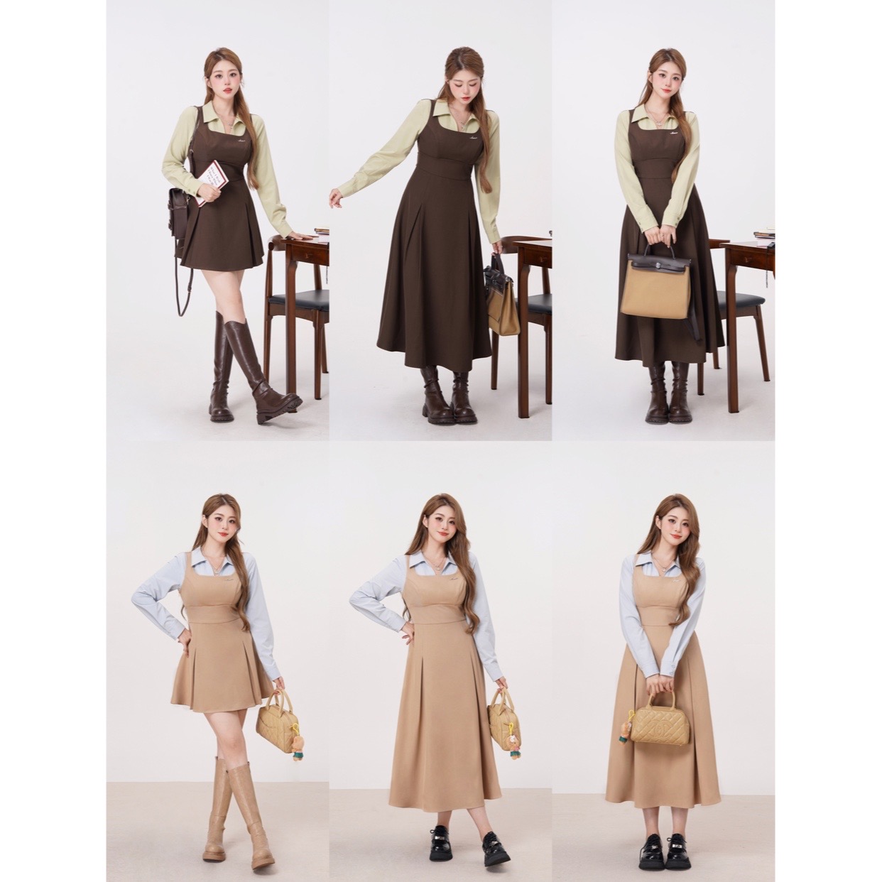 48小时发出【伯克利日记】遮肚显瘦A字裙假两件polo连衣裙 9259B