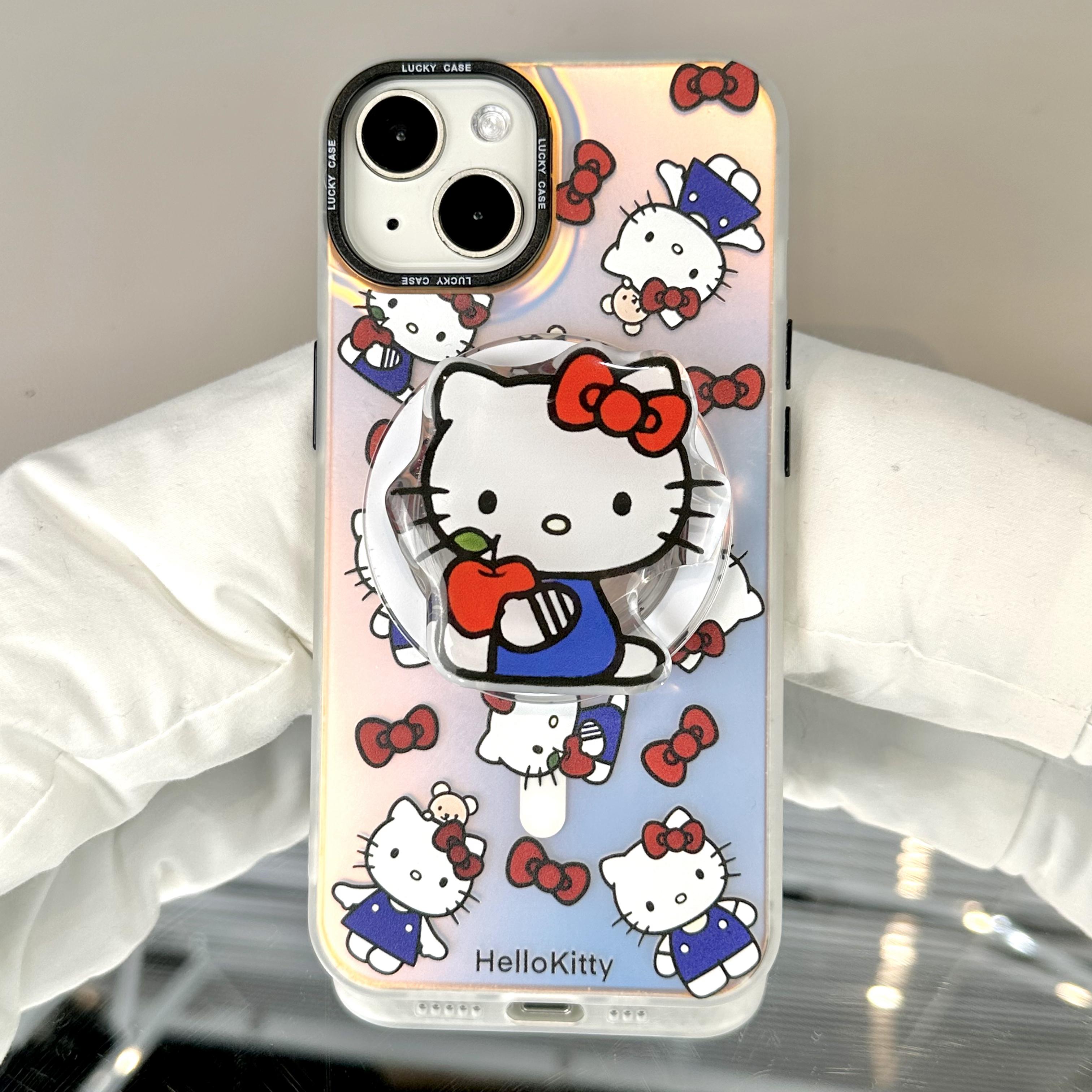 适用苹果15华为oppovivo小米可爱情侣kitty磁吸IMD支架手机壳BKX