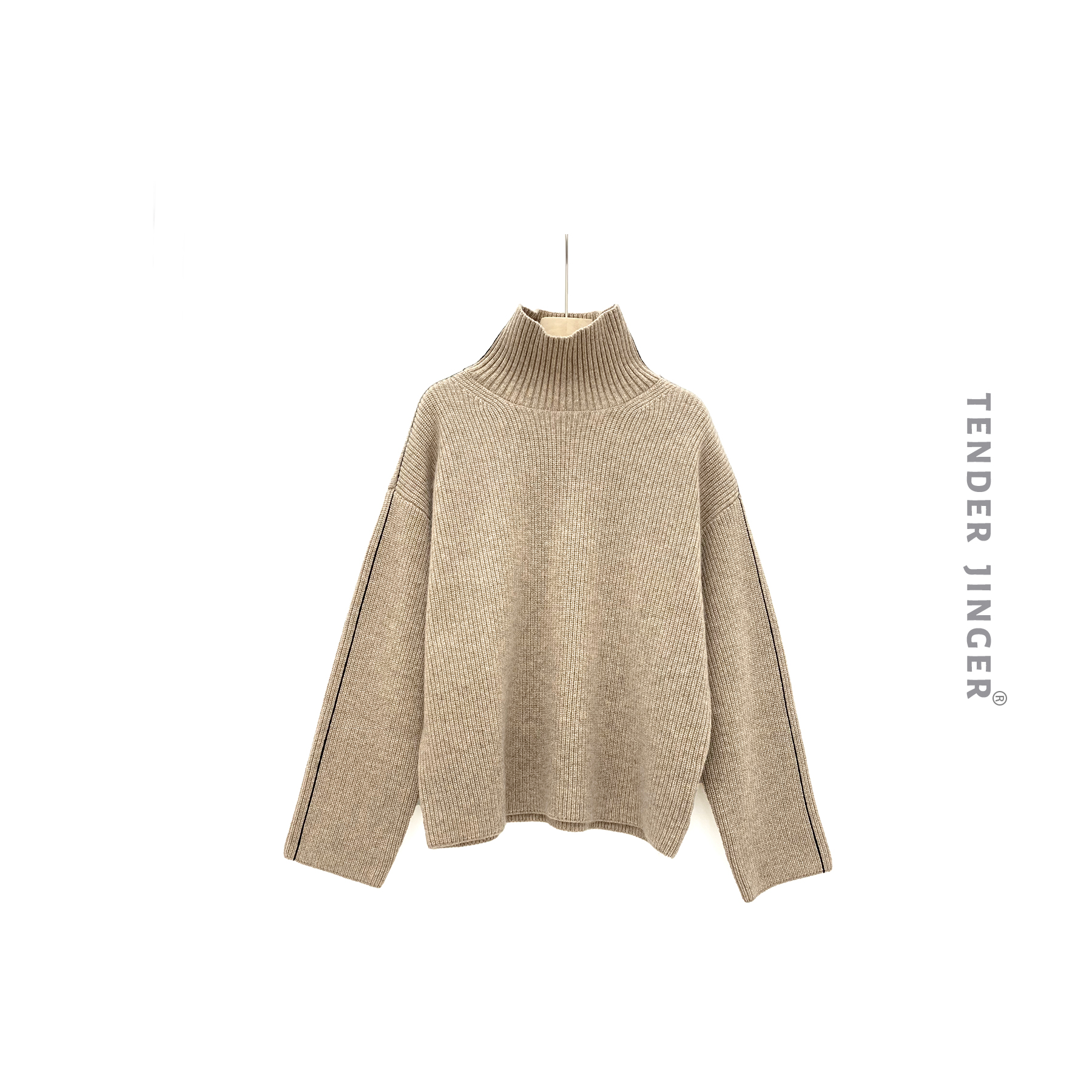 Tender Jinger【专柜】2023秋冬阔版高领套头针织上衣T2309BMM745B