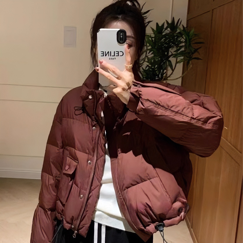 短款羽绒服女2023冬季新款韩系高级感立领休闲百搭白鸭绒加厚外套