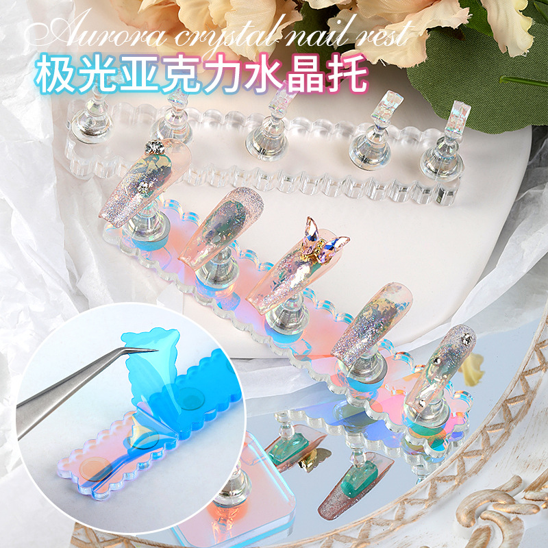美甲工具金色甲托底座展示托架透明亚克力条初学者个性甲片练习
